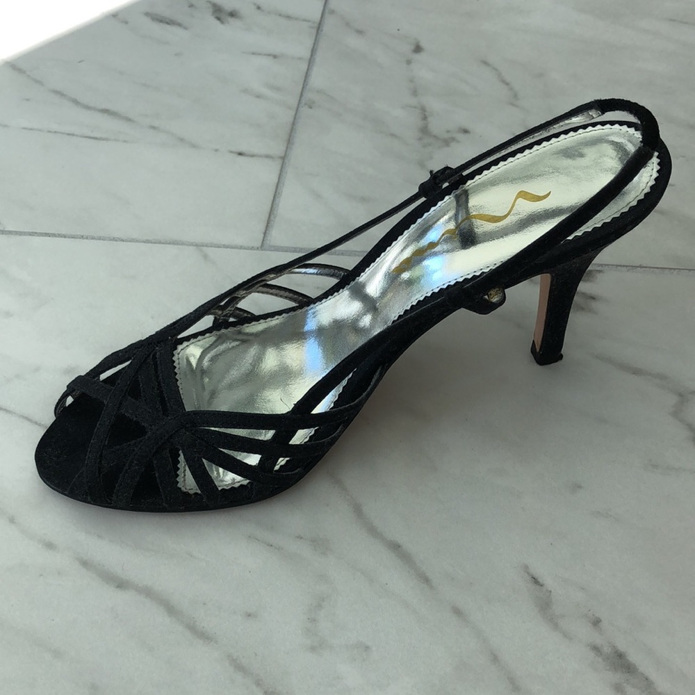 Ladies Nina Sandals, Farrah,  Size 7 1/2 M, Black Glitter